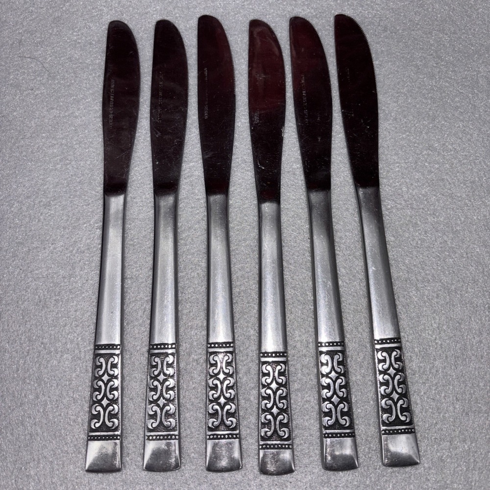 Vintage CASA VISTA Rogers Stainless Korea Flatware Lot Of 5 Dinner Knives GUC